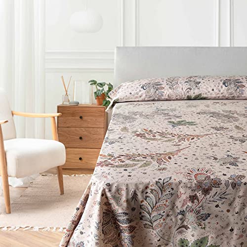 PETIT ALO Juego de Sábanas Estampado Paisley Flores | 3 o 4 Piezas | Funda de Almohada, Bajera...