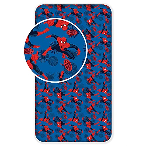 Marvel comic gifts S&aacute;bana ajustable individual azul/roja con dise&ntilde;o del hombre ara&ntilde;a