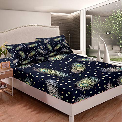 Juego de s&aacute;banas con Estampado de Plumas para ni&ntilde;as y ni&ntilde;os, Estilo Boho, Juego de s&aacute;banas...