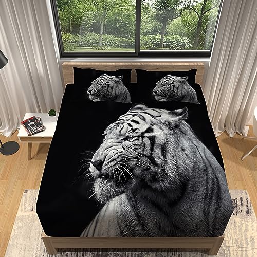 Sabanas Bajeras Tigre Animal Sabanas 135 x 190 Microfibra S&aacute;bana Ajustable El&aacute;stico en el Borde...