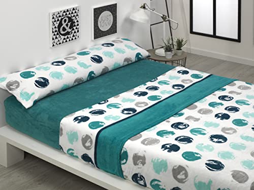 D&D Quality BONCASA Juego de sábanas Invierno de CORALINA Extra Suave (Paris Azul, Cama 105)