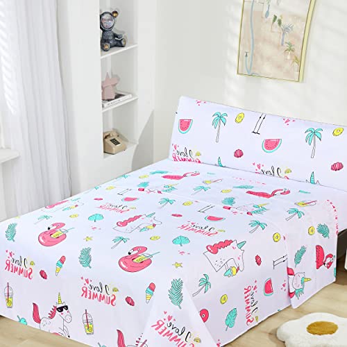 HOMEYA - Juego de sábanas infantil cama 90 - Juego de sábana verano 3 piezas, 1 Sábana bajera...