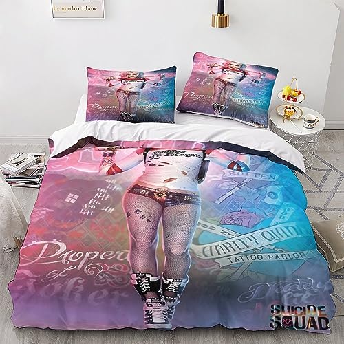 EDMKO Harley Quinn Juego De S&aacute;banas Y Fundas N&oacute;rdicas De Dise&ntilde;o 3D Microfibra Cierre con...