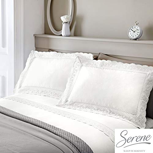 Serene 'Renacimiento' Bordado Encaje Juego de Funda n&oacute;rdica para Cama Individual, Color Blanco,...