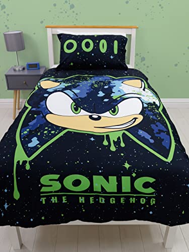 Sonic The Hedgehog Juego de Funda nórdica Ropa de Cama Individual Reversible de 2 Caras con Funda...