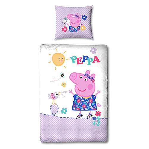Ropa de cama de linón Peppa Pig – Happy 135 x 200 cm + 80 x 80 cm – Nuevo & Ovp – 100%...