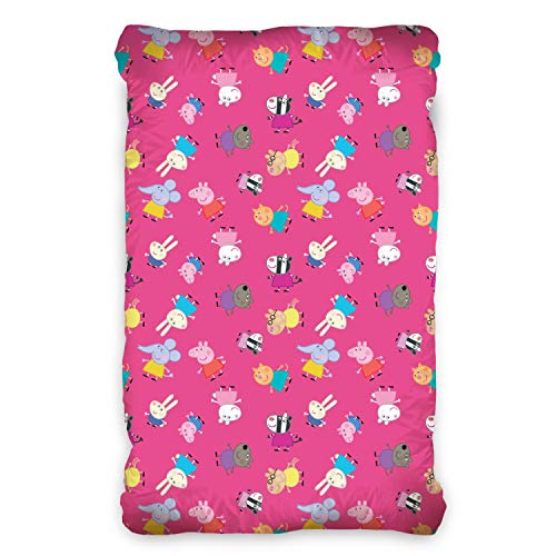 Peppa Pig - S&aacute;bana bajera ajustable, color rosa