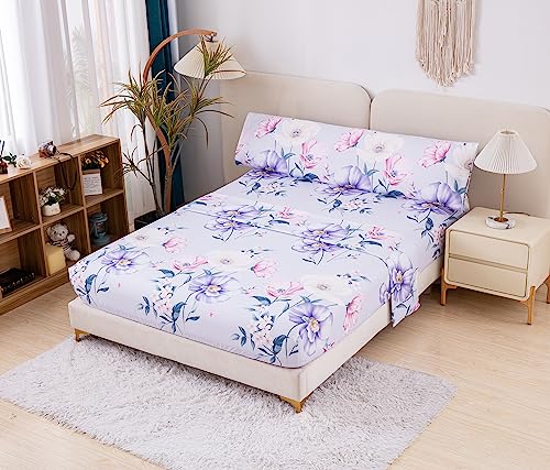 Meishida Juego S&aacute;banas Estampada para Cama 150-3 Piezas - S&aacute;bana Bajera Ajustable 150x200+25cm,...