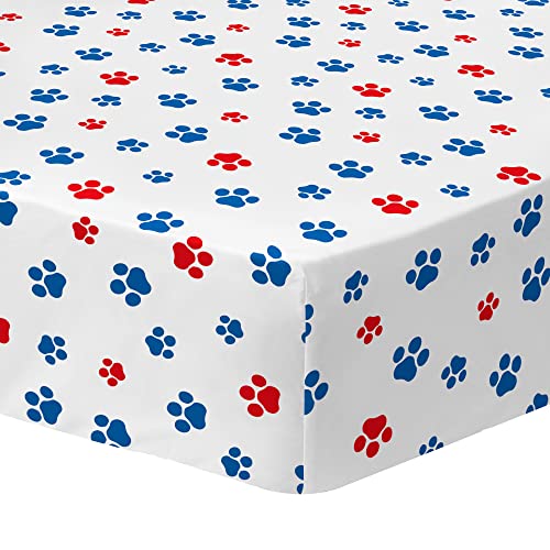 Pat Patrol - S&aacute;bana Bajera (90 x 190 cm, 100% algod&oacute;n), dise&ntilde;o de la Patrulla Canina