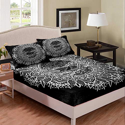 Tbrand Juego de s&aacute;banas Boho Mandala para ni&ntilde;as y ni&ntilde;os, estilo bohemio, s&aacute;bana bajera, dise&ntilde;o...