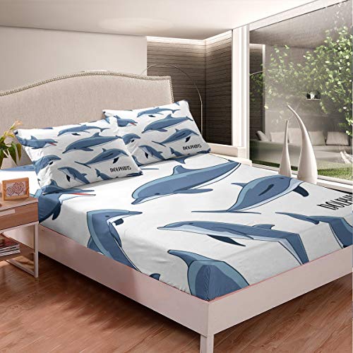 Juego de s&aacute;banas con dise&ntilde;o de delf&iacute;n para ni&ntilde;os y ni&ntilde;as, Juego de Ropa de Cama con Estampado...