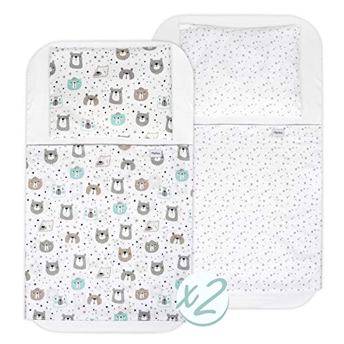 FlyIdeas Juego 8 Pza Sabanas Minicuna Colecho Next2Me 50x83cm, 100% Algodon Certif. con 2 Sabanas...