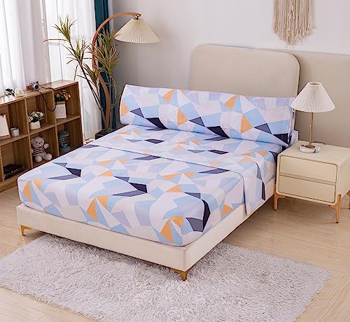 Meishida Juego Sábanas Estampada para Cama 90-3 Piezas - Sábana Bajera Ajustable 90x200+25cm,...