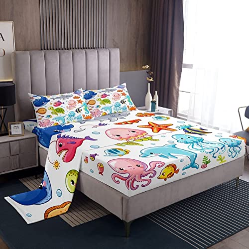 Juego de s&aacute;banas de delf&iacute;n para ni&ntilde;os, Juego de s&aacute;banas con Estampado de Tortuga Marina, para...
