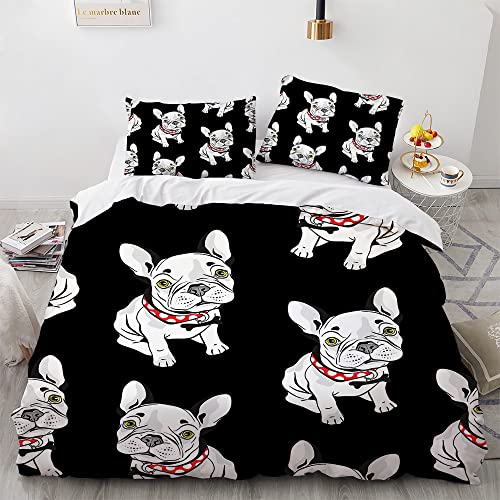 ZZXHG Funda Nordica Cama 90 Infantil Bulldog Franc&eacute;S Negro Juego de Funda de Edred&oacute;n 150x200 cm en...