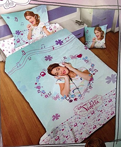 Juego completo de sábanas Violetta para cama individual de Disney 100 % color verde agua, hecho en...
