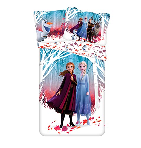 Jerry Fabrics Disney Frozen 2 Leaves - Juego de Cama para Niños, Funda de Edredón 140 x 200 cm y...