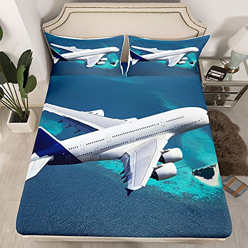 Loussiesd Juego de s&aacute;banas de avi&oacute;n para ni&ntilde;os y ni&ntilde;os, juego de s&aacute;banas de avi&oacute;n volador de...