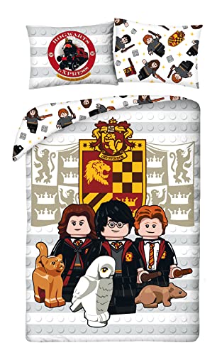 Cama de algodón de lino de 140 x 200 cm + funda de almohada de 70 x 90 cm Lego Harry Potter