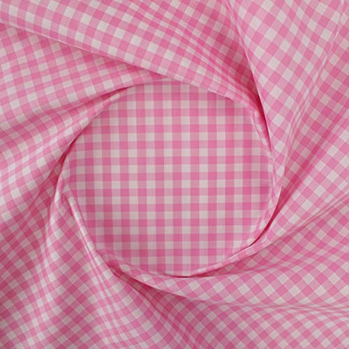 TELA DE VICHY DE CUADROS MEDIANOS EN COLORES LISO ANCHO 160 cm POR METRO (ROSA, 1 METRO)