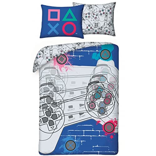 Halantex Juego de funda n&oacute;rdica de 140 x 200 cm y funda de almohada de Playstation 100% algod&oacute;n