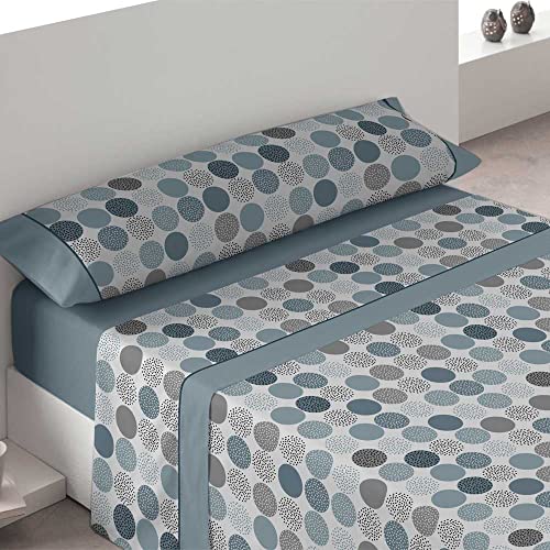 Juego de sabanas Invierno Tejido CORALINA Menorca Azul Turquesa Cama de 105 x 190/200 - Color Azul...