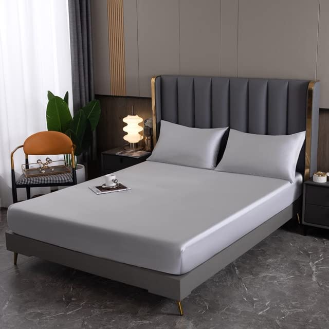 MINGSO Sábana Ajustable de Seda de Morera Natural, Funda de   colchón, tamaño...