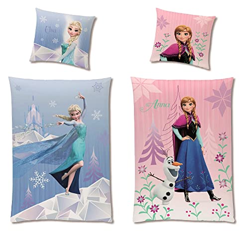 Juego de ropa de cama reversible de Disney, 135 x 200 cm + 80 x 80 cm, 100 % algodón, 2 diseños de...