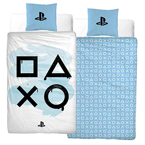 Character World Juego de cama Playstation de 135 x 200 cm y funda de almohada de 80 x 80 cm, 100 %...