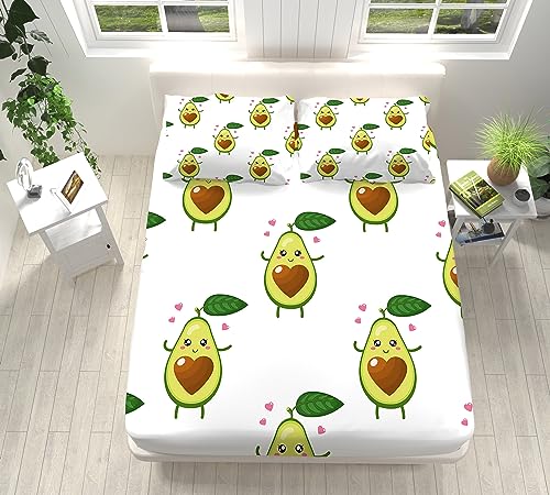 Sabana Bajera 160x200 cm, Sabana Bajera Aguacate de Dibujos Animados Patr&oacute;n Fibra Superfina...