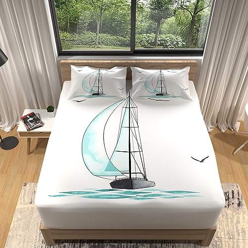 Sabanas Bajeras velero Sencillo Sabanas 135 x 190 Microfibra Sábana Ajustable Elástico en el Borde...