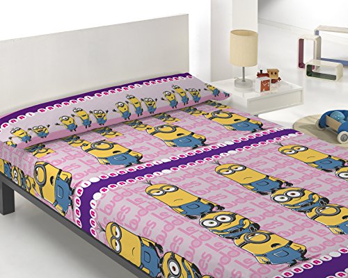 Export Trading Disney-Juego de sabanas con diseño Minions, 260 x 160 cm, Algodón, Unico, 260x160x1...