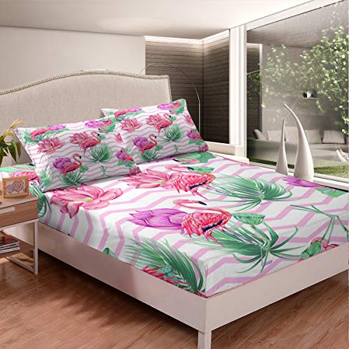 Juego de s&aacute;banas de Flamenco para ni&ntilde;as y Mujeres, dise&ntilde;o de Flor de Loto Rosa, s&aacute;bana Bajera...