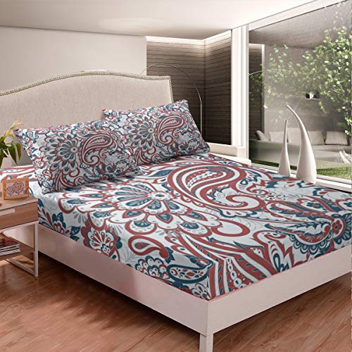Juego de sábanas Paisley Boho Paisley Print Sábana Bajera Bohemia Exótica Floral Juego de...
