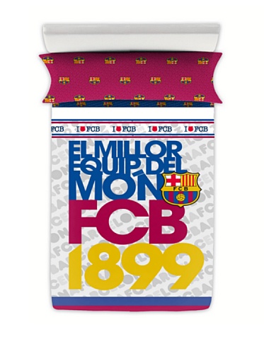 FCB FC Barcelona Juego de Sábanas Escudo Gris/Granate Cama 105