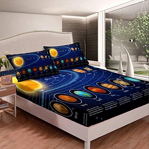 Juego de sábanas con sistema solar, sábanas de galaxia para niños y niñas, juego de ropa de cama...
