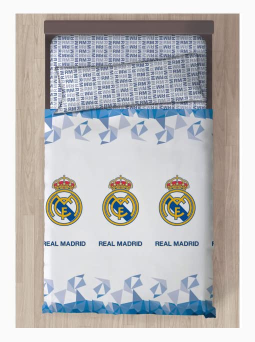 Asditex Juego de sábanas licencia Real Madrid 8 Cama 105 cm. (105x200+27cm) (45x125cm) (180x270cm)
