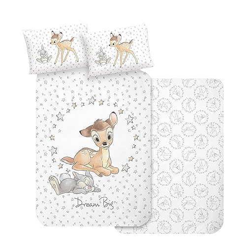 MTOnlinehandel Bambi - Juego de ropa de cama para bebé (franela, 135 x 100 cm, 1 funda de almohada...