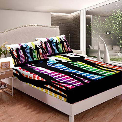 Juego de s&aacute;banas Rock Nightclub Music Hipster Juego de s&aacute;banas de Baile a m&uacute;sica Cool Street...