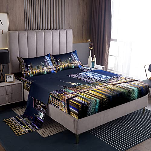 Loussiesd Juego de s&aacute;banas de Nueva York, Juego de s&aacute;banas Estilo Americano, s&aacute;banas bajeras con...