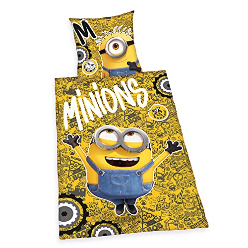 Herding Minions Juego de Ropa de Cama, Algodón, Amarillo/Negro, 80 x 80 cm, 135 x 200 cm