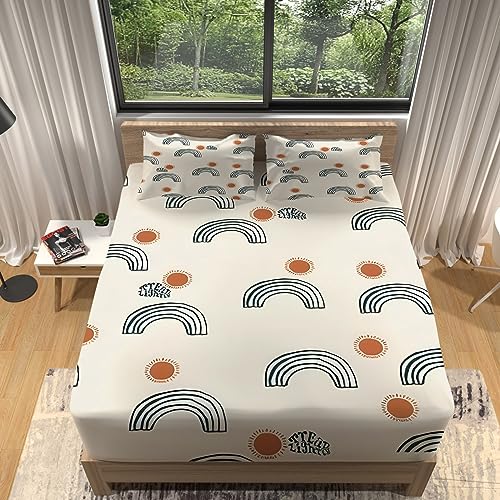 Sabanas Bajeras Arcoiris Sencillo Sabanas 135 x 190 Microfibra Sábana Ajustable Elástico en el...