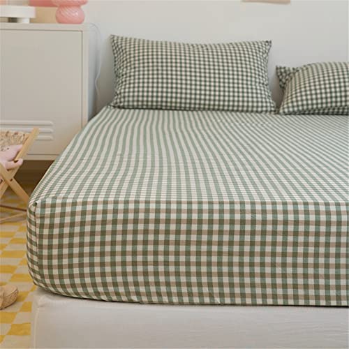 Mateju S&aacute;bana Bajera Ajustable para Grueso Colch&oacute;n, Protector de Colch&oacute;n Gingham de Polialgod&oacute;n...