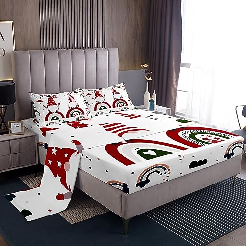 Juego de s&aacute;banas de gnomo de Navidad, juego de s&aacute;banas de arco iris individual, bonitas...