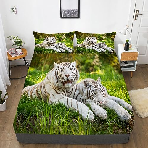 Sabana Bajera 135x190 Tigre De Bengala Sabanas Cama Pradera Juego de Sabanas Ajustable Suaves,...