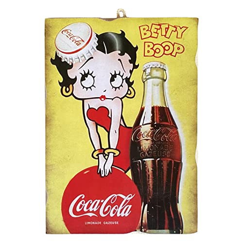KUSTOM ART Cuadro estilo vintage serie publicidad retro Coca Cola Betty Boop impresi&oacute;n sobre madera...