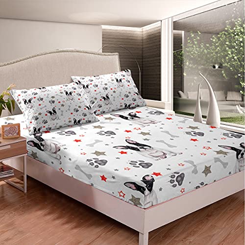 Juego de s&aacute;banas de Bulldog franc&eacute;s para perro, juego de cama con dise&ntilde;o de animales 3D, s&aacute;bana...