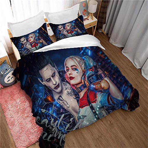 ZPOEQW Juego De Ropa De Cama 180X220Cm 3 Piezas Impresi&oacute;n Anime Harley Quinn 3D Juego De Funda...