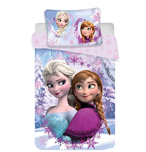 Disney Frozen Anna Elsa - Juego de sábanas para cama individual, compuesto por funda nórdica de...