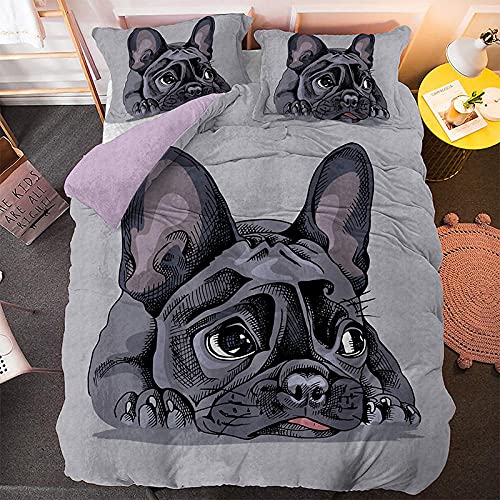 Funda Nordica Cama 90 Bulldog Franc&eacute;s Juego de Ropa de Cama para beb&eacute; con 1 Funda N&oacute;rdica 135x200...